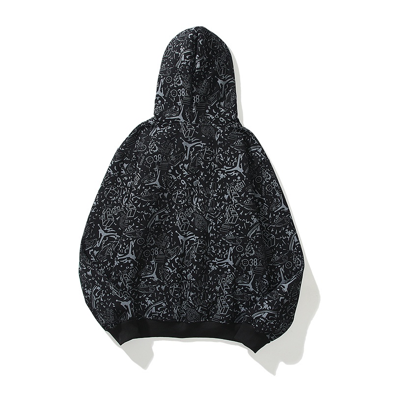 Áo hoodie Air Jordan tay dài bằng cotton lót nhung thêu họa tiết cổ điển thời trang cho nam và nữ