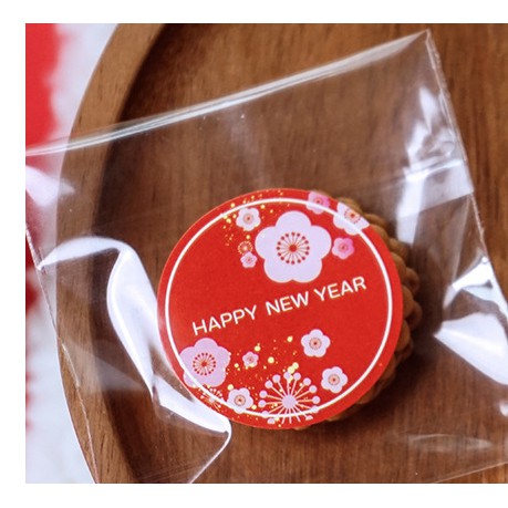 Set 6 nhãn dán trang trí túi bánh, hộp bánh chủ đề Happy New year Tết nguyên đán
