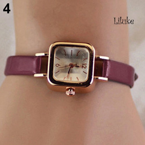 Đồng Hồ Đeo Tay Nữ Mặt Vuông Dây Giả Da Thời Trang