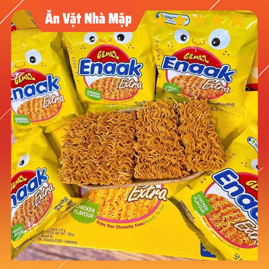 Thùng 24 gói Mì Enaak Gemez Snack Vị Gà ăn sống được  - Mì trẻ em