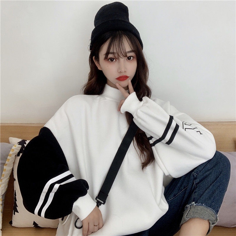 MỚI Áo khoác hoodie tay dài dáng rộng phong cách Hàn Quốc