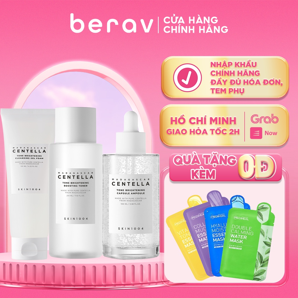 [TRẮNG] Bộ 3 Toner, Serum, SRM Skin1004 Làm Sạch, Dưỡng Sáng Da Brightening (SRM 125ml + Toner 210ml + Serum 100ml)
