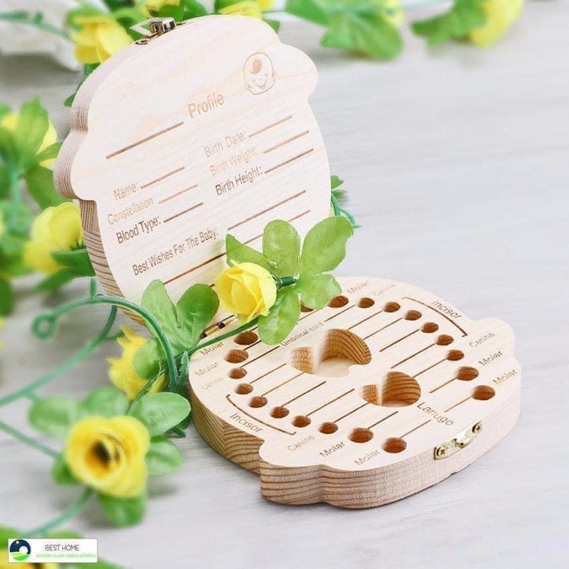 Hộp gỗ đựng răng sữa cho bé