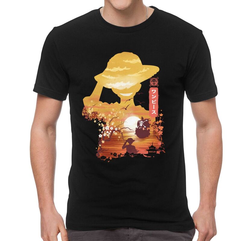 Mới Áo nam Tay Ngắn Cổ Tròn In Hình Nhân Vật Luffy Phim One Piece Cá Tính