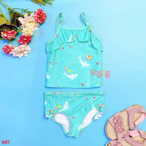 [8-19kg] Đồ Bơi 2 Mảnh Bé Gái Cter - Xanh Ngọc Cá