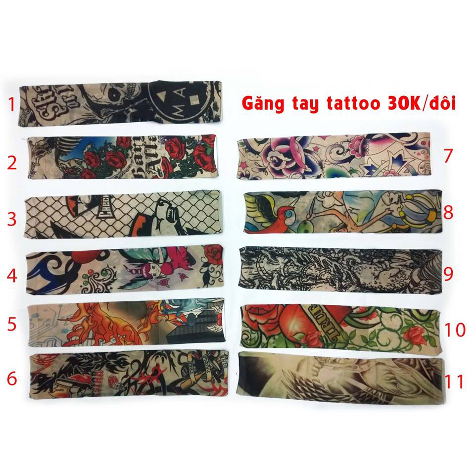 [CẶP] Găng tay đi nắng hình xăm Tattoo