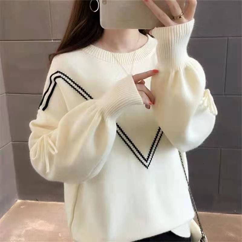 Áo sweater RENJIANVSHENG tay dài phong cách Hàn Quốc thời trang dành cho nữ