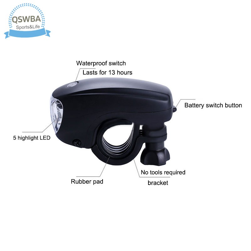 Đèn Pin 5 Bóng Led Siêu Sáng Chống Nước 3 Chế Độ Cho Xe Đạp