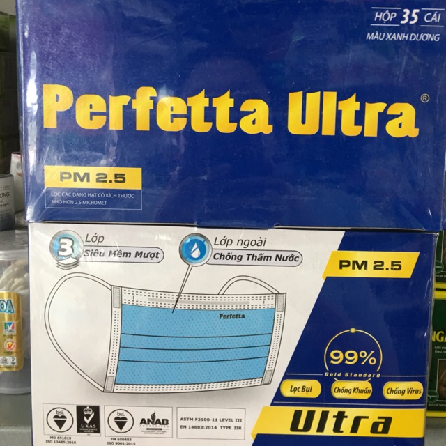 Khẩu trang y tế Perfetta Ultra 3 lớp (hộp 35 cái)