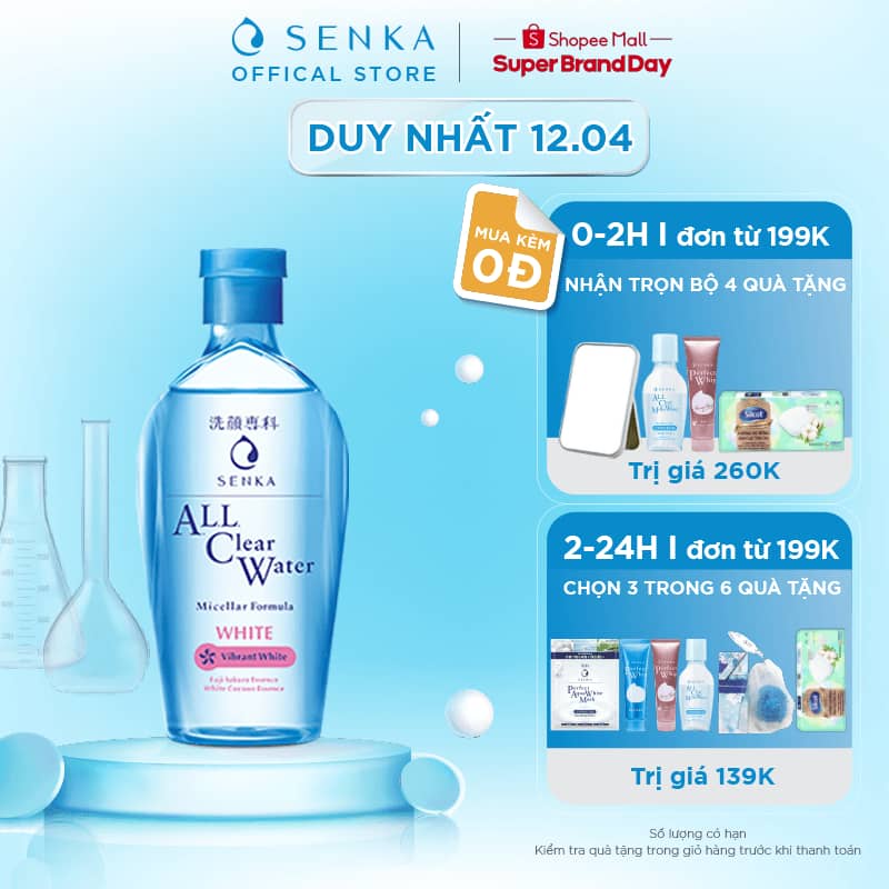 Nước tẩy trang dưỡng trắng Senka All Clear Water Micellar Formula White 230ml