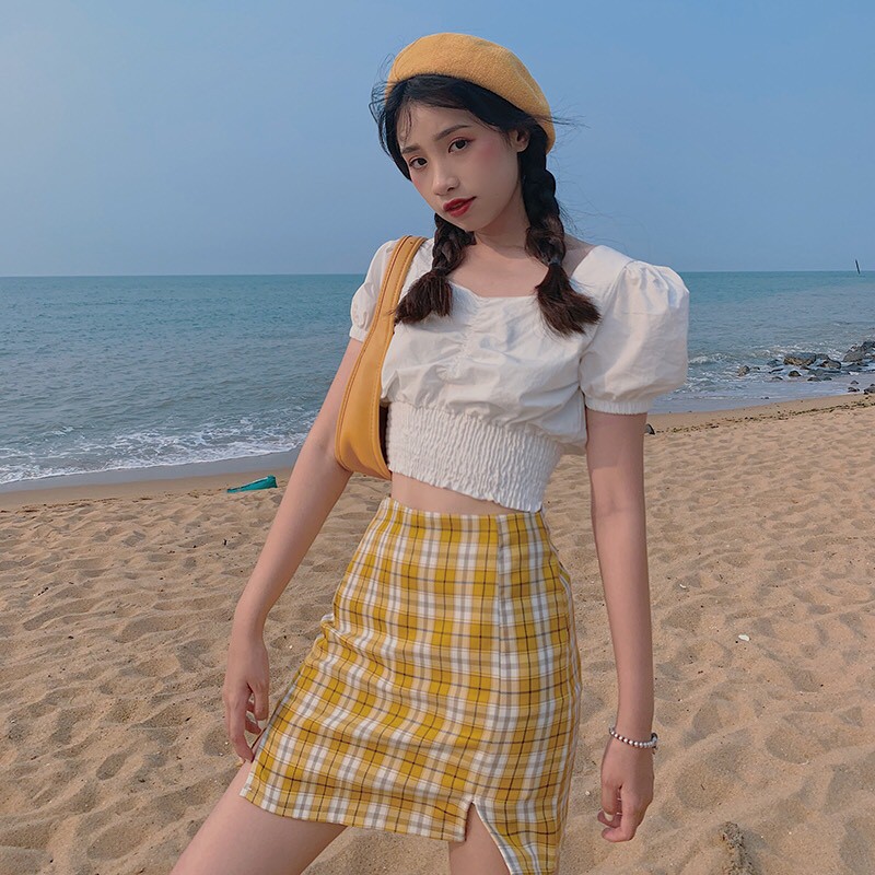 CHÂN VÁY KẺ CARO - CHÂN VÁY MINI XẺ BÊN KÉO CHUN LÓT - CHÂN VÁY CARO CHỮ A LƯNG CAO 4 màu | BigBuy360 - bigbuy360.vn