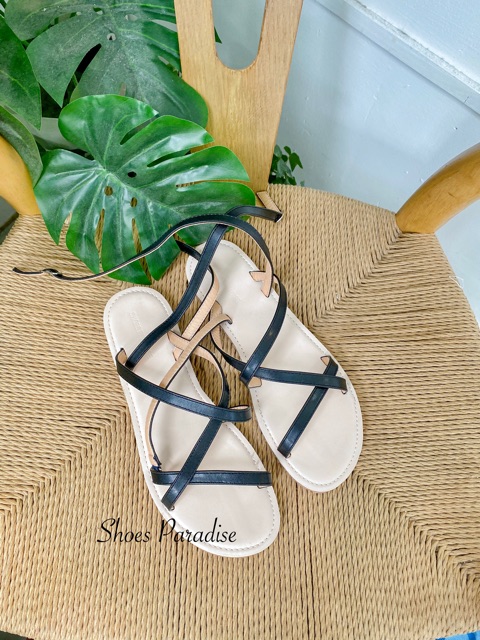 Sandal Nữ Dây Manh Phối Màu Đế Bệt Shoes Paradise