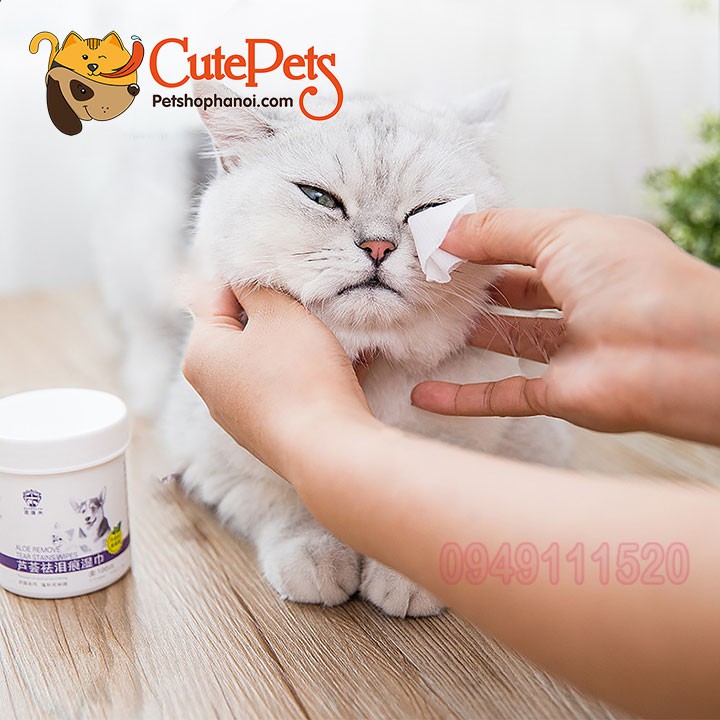 Hộp khăn lau ố mắt ALoe Remove cho thú cưng 100 miếng - Cutepets