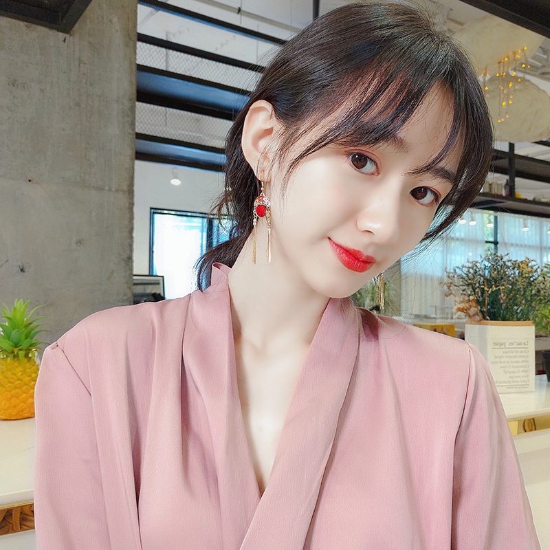 Bông Tai Hình Mặt Nạ Chúc Mừng Năm Mới Phong Cách Trung Hoa Cổ Điển 2022