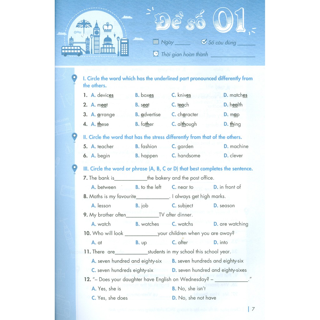 Sách - Chinh Phục Đề Thi Vào Lớp 6 Trường Thcs Chất Lượng Cao Môn Tiếng Anh