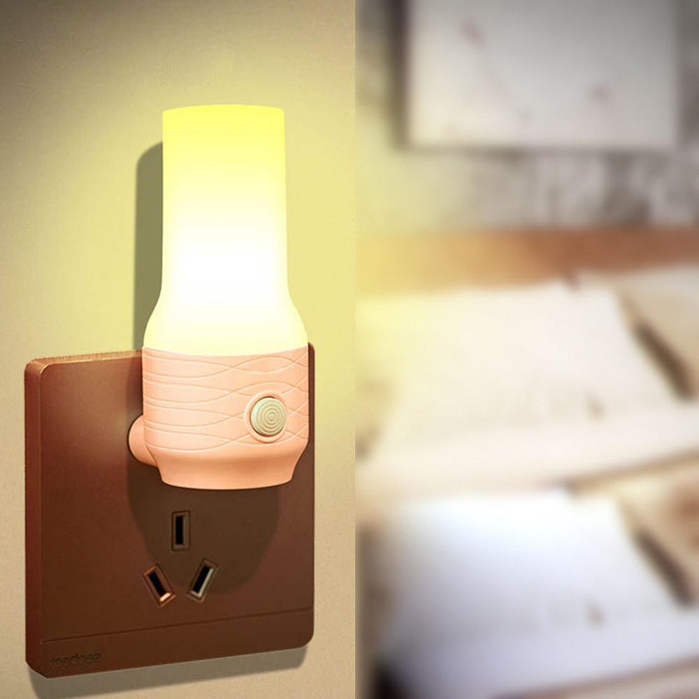 Cod Qipin Simple Plug-in Switch Energy-saving Night Light White Warm Lamp LED Bedroom Home Decor