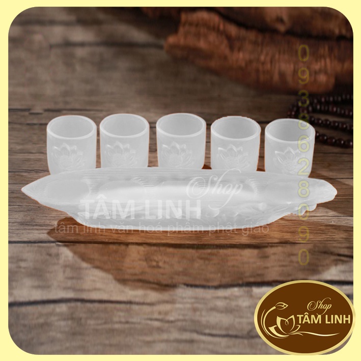 Án Năm Ly Nước Thờ Cúng Lưu Ly Trắng