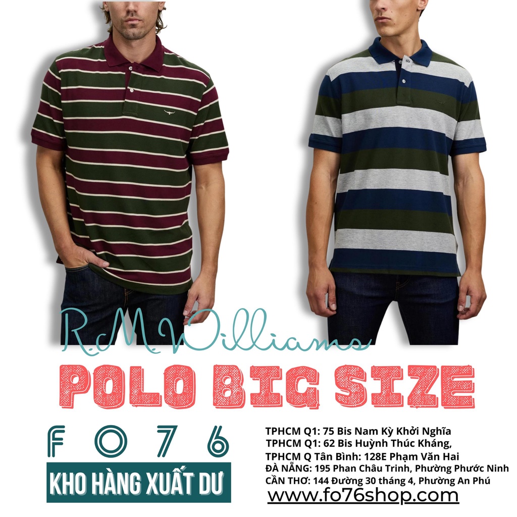 ÁO THUN NAM POLO CÓ CỔ R.M.WILLIAMS MÀU SỌC COTTON - FO76 SHOP