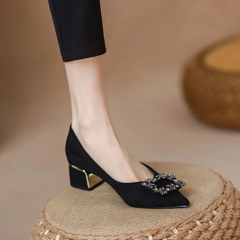 Giày Cao Gót Mũi Nhọn Chất Liệu Da Lộn Mềm Size 41 Thời Trang Cho Nữ