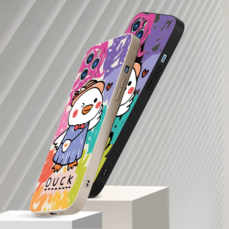 Ốp lưng iphone Suntaiho Ốp lưng iphone Ốp Điện Thoại silicon mềm họa tiết con vịt đáng yêu cho iPhone 13 12 11 pro max x xr xs max 7 8 plus