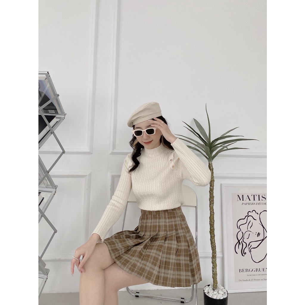 CHÂN VÁY TENNIS KẺ NÂU