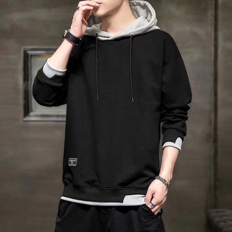 Áo hoodie Lót Lông Cừu Màu Trơn Dáng Rộng Phong Cách Hàn Quốc Thời Trang Thu Đông Cho Nam m-3xl