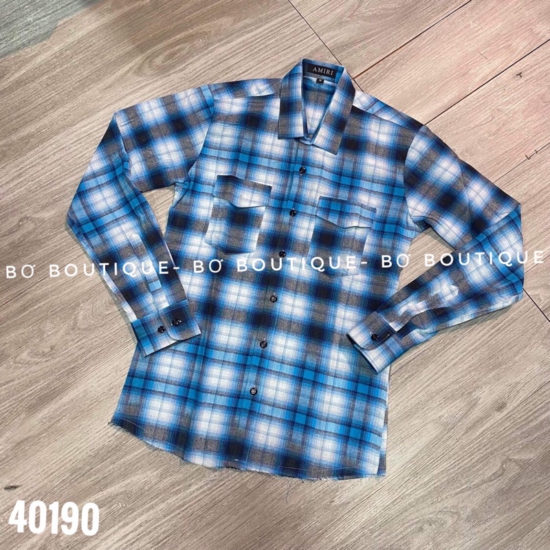 Áo sơ mi kẻ nam phối màu cổ bẻ, áo sơ mi kẻ nam new- Bơ Boutique