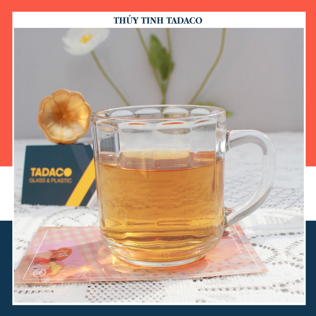 Ly thuỷ tinh vân sọc quai cầm chuyên dùng uống trà UNION UG345 | 295ml