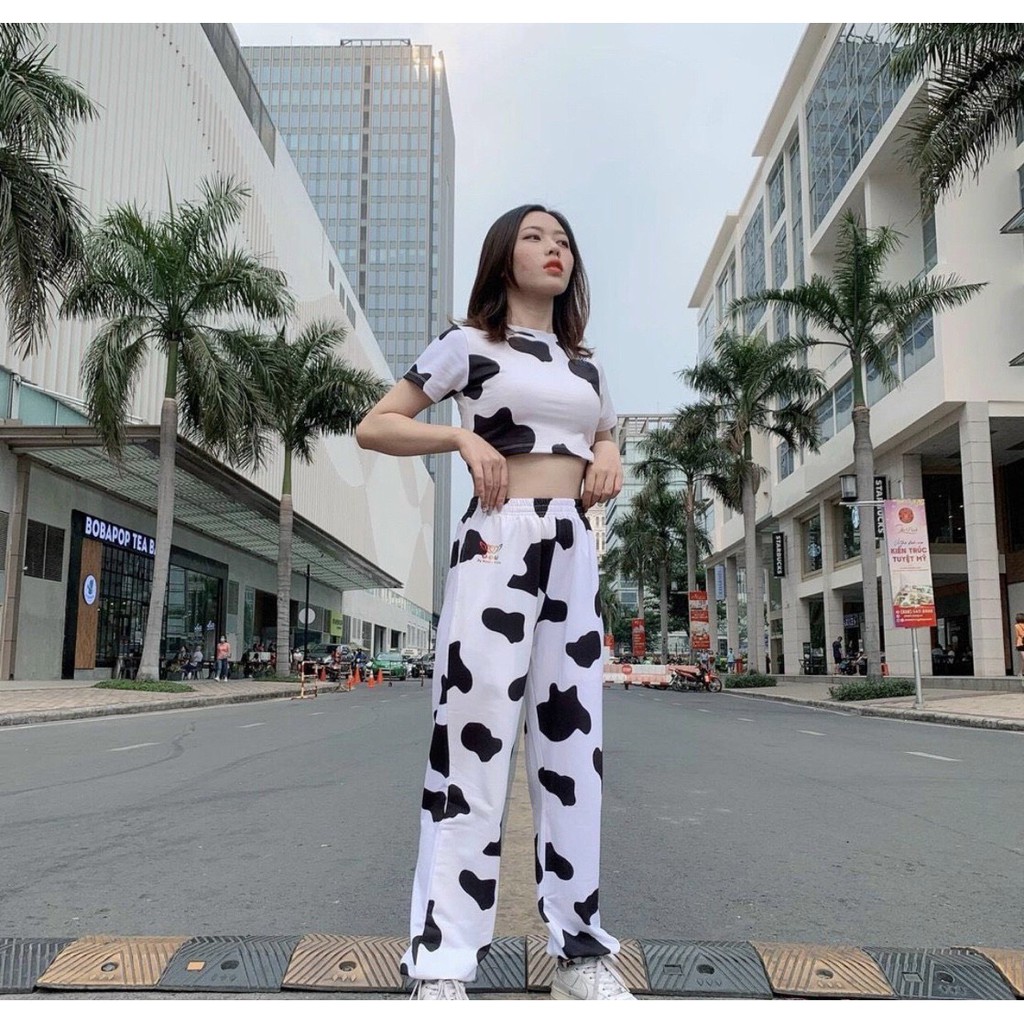 Áo croptop bò sữa, áo thun tay ngắn croptop bò sữa, áo kiểu nữ mang đi học đi chơi freesize dưới 55kg
