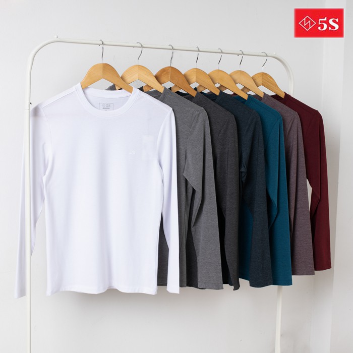 Áo Phông Nam Dài Tay Cổ Tim 5S (6 màu), Vải Mềm Mịn, Co Giãn Thoải Mái, Phom Ôm Trẻ Trung (DT-02) | BigBuy360 - bigbuy360.vn