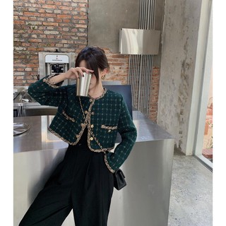 Áo khoác dạ tweed dáng ngắn