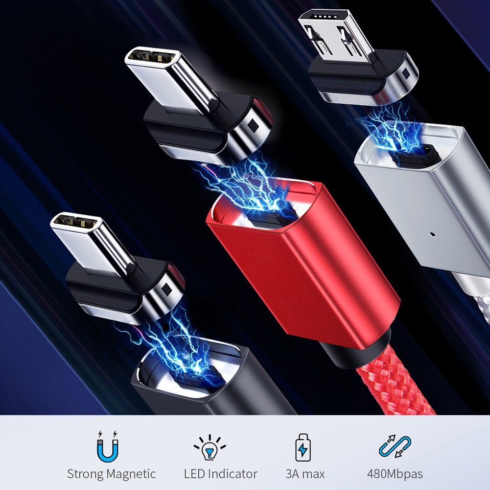 Cáp Sạc Nhanh Nam Châm 4pin 5a Qc3.0 Micro Usb Type-C Cho Điện Thoại