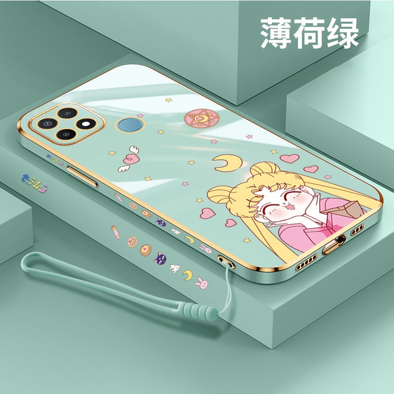 Sailor moon Ốp Điện Thoại Silicon Mạ Viền Hình Nhân Vật Thủy Thủ Mặt Trăng Cho Oppo Realme C15 C12 C25 C25S Realme C11 Realme 7i C17