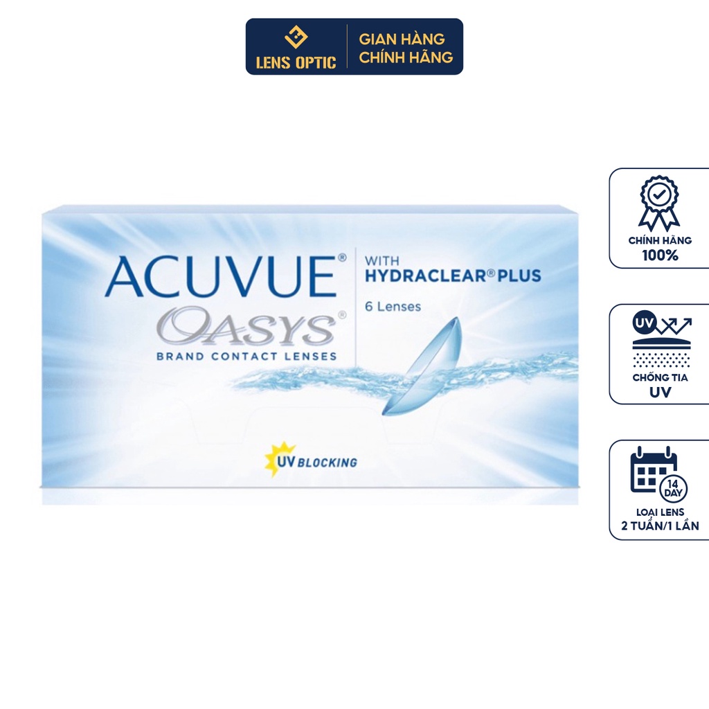 Kính áp tròng Acuvue Oasys dùng 2 tuần không màu, lens mắt trong suốt có độ cận- Lens Optic