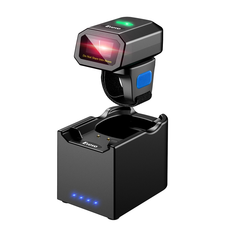 Máy quét mã vạch vòng không dây Eyoyo 2D, kết nối không dây & có dây Bluetooth & 2.4G, Đầu đọc mã th