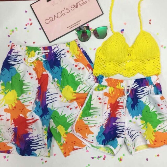 Quần đôi đi biển chất đẹp mẫu vẩy sơn