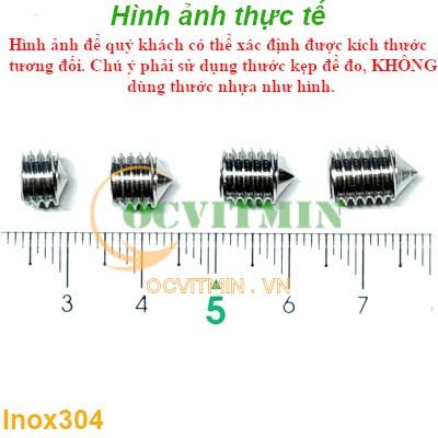 8VTN# - Vít Trí Đầu Nhọn M8 Lục Giác Chìm Inox 304 Hút Nam Châm