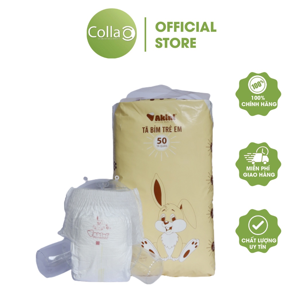 Bỉm Quần Akini Size XL Bịch 50 Miếng Bề Mặt Mềm Siêu Mỏng Cho Bé Thỏa Mái Vận Động Cả Ngày Cho Con Yêu Giấc Ngủ Trọn Vẹn