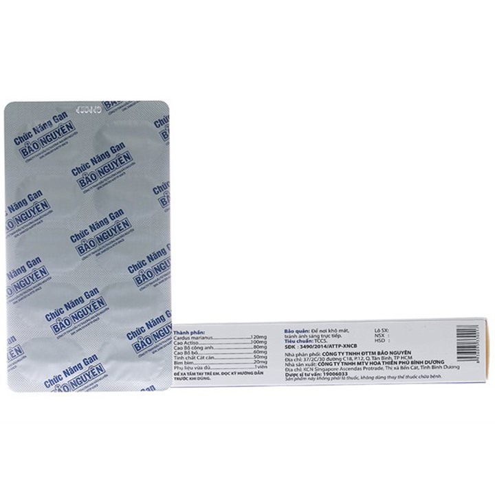 CHỨC NĂNG GAN BẢO NGUYÊN Hộp 30 Viên- GIẢI ĐỘC GAN HIỆU QUẢ - Coastlinecare Pharmacy