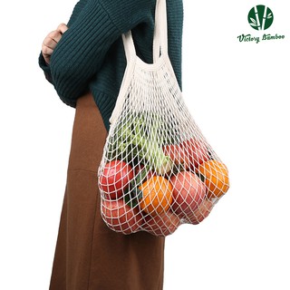 Túi Lưới / Giỏ Lưới xách tay, quai đeo | Túi Vải Đan Lưới đi chợ, thời trang và tái sử dụng | Fishnet Bag.
