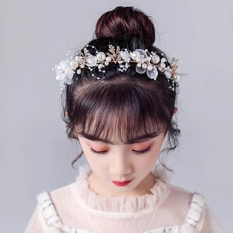 Vòng Hoa Đội Đầu Đính Ngọc Trai Nhân Tạo Thời Trang Cho Cô Dâu