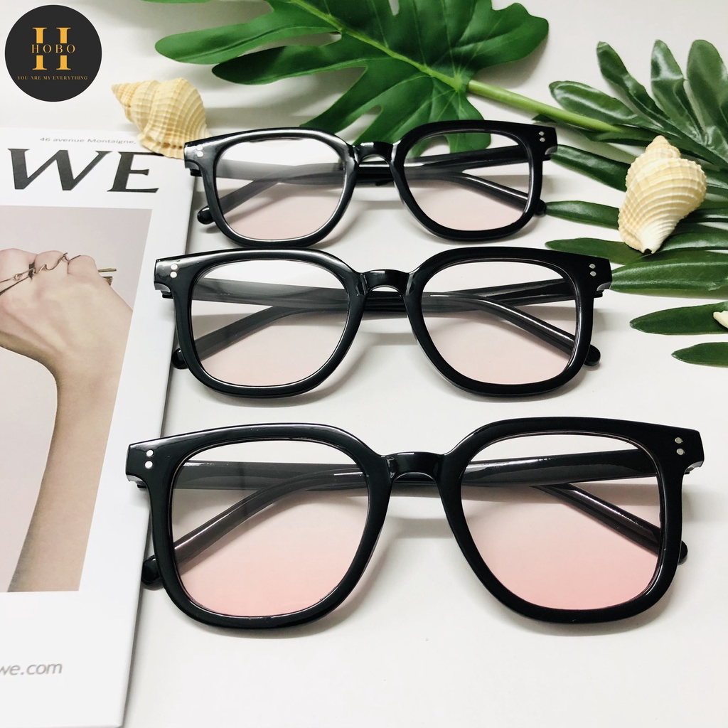 Kính Mát Thời Trang HOBO Mắt Kính Mát Nữ, Tròng Kính Trong Suốt Ửng Hồng Siêu Xinh, Thiết Kế Nhẹ Nhàng Chống Tia UV