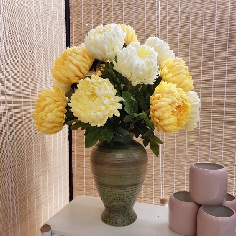 Hoa cúc ĐẠI ĐOÁ, hoa lụa cúc mẫu đơn dài 75cm