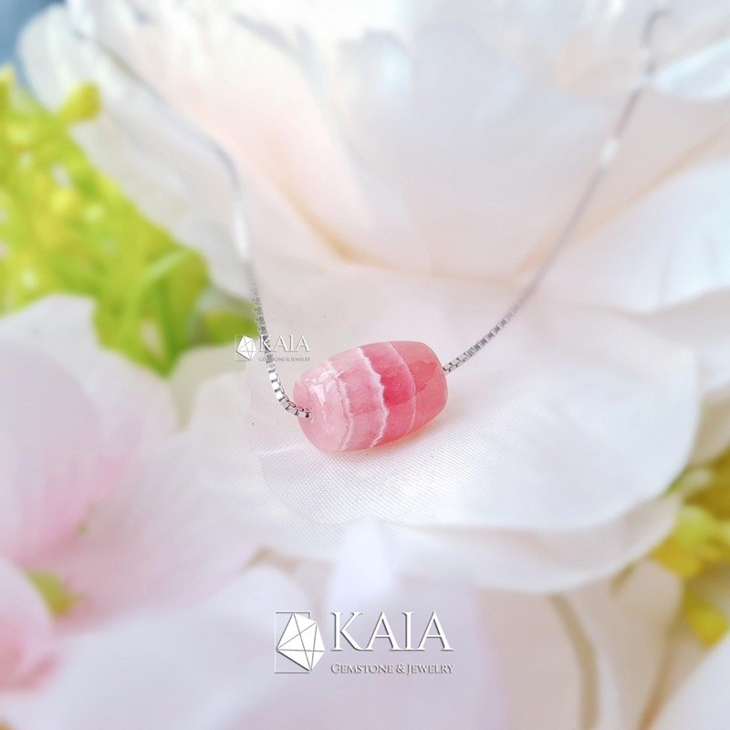 Dây chuyền lu thống Đào Hoa (Rhodochrosite)viên đá của Tình Yêu - KAIA
