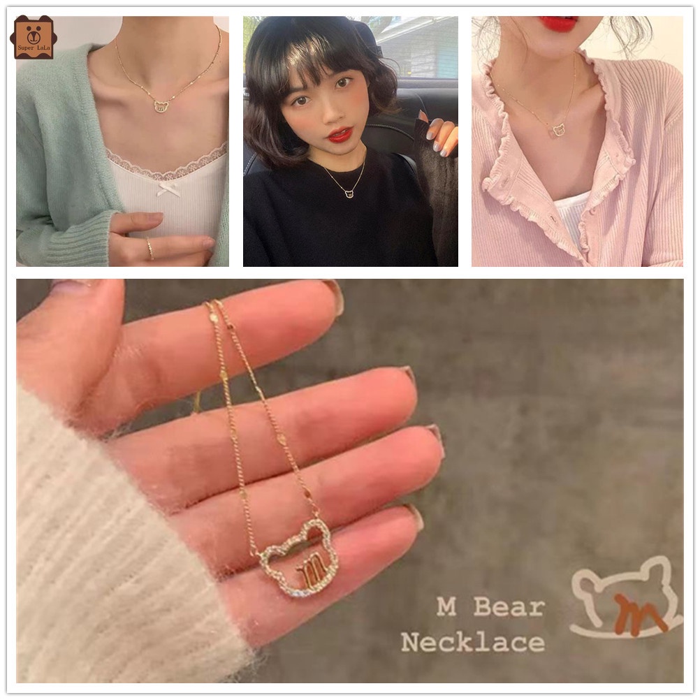 Dây chuyền mặt hình gấu với chữ M thiết kế mới thời trang dành cho bạn nữ