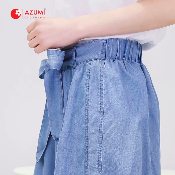 Quần jean ống rộng Azumikichi, phong cách Nhật Bản, màu xanh đậm và xanh nhạt