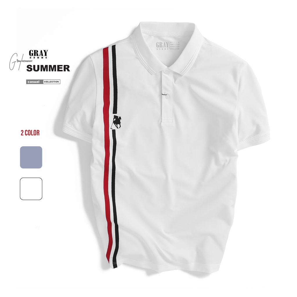 Áo Polo Nam GRAYHOMME Cao Cấp, Siêu Mát, Polo Kẻ - TPG016