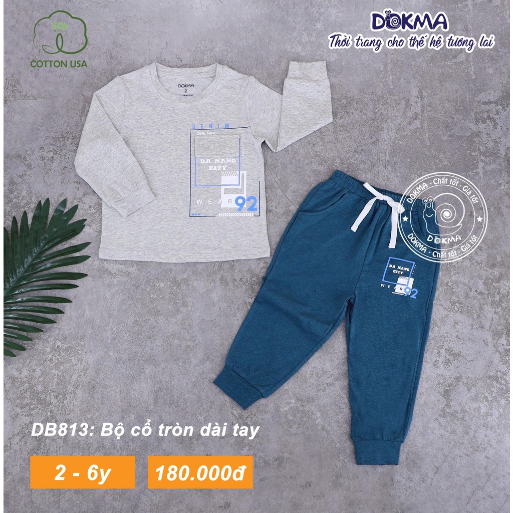 (2-6Y) Bộ dài tay cổ tròn vải cotton mỏng - DOKMA