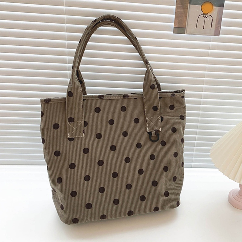 Túi Tote Đeo Vai / Xách Tay Bằng Nhung Kẻ Kích Thước Lớn Siêu Nhẹ Phong Cách Vintage