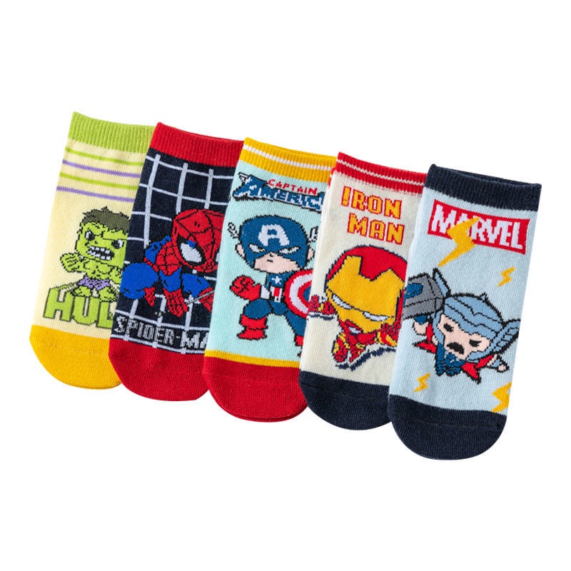Set 5 Cặp Vớ Cotton In Hình Siêu Anh Hùng Marvel Đáng Yêu Cho Bé